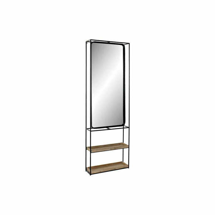 Oglindă de perete DKD Home Decor Negru Natural Lemn Metal Oglindă 60 x 17 x 183 cm