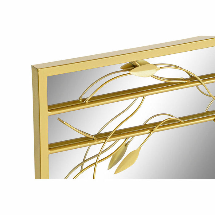 Oglindă de perete DKD Home Decor Oglindă Auriu* Metal Frunza a unei plante (60 x 2 x 90 cm)