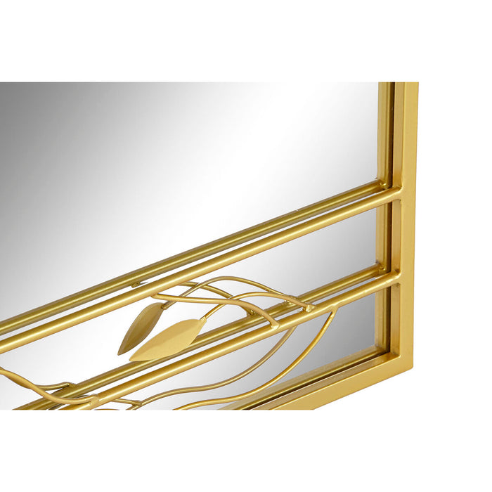 Oglindă de perete DKD Home Decor Oglindă Auriu* Metal Frunza a unei plante (60 x 2 x 90 cm)