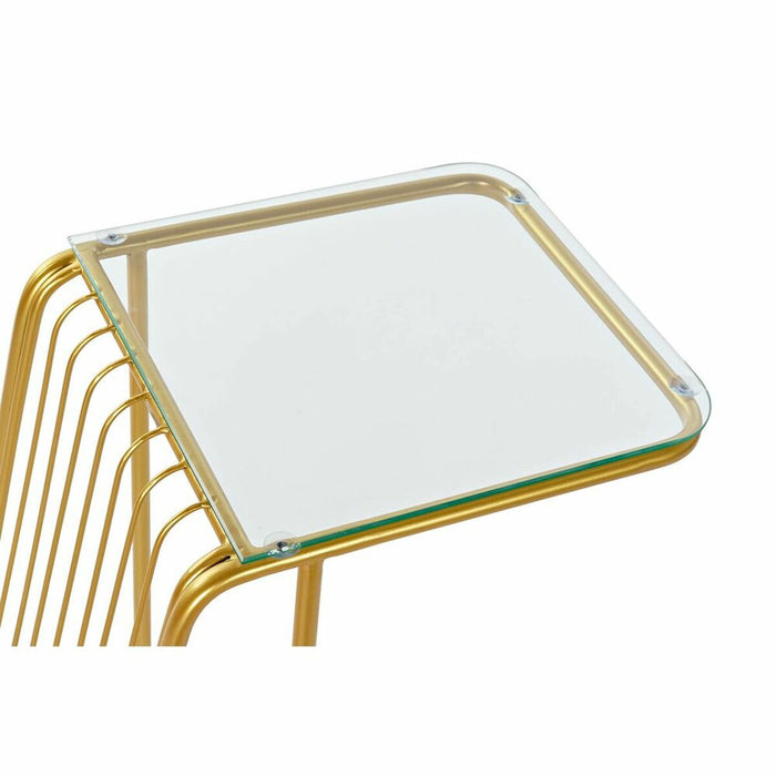 Măsuță cu Suport de Reviste DKD Home Decor 46,5 x 30 x 61 cm Geam Auriu* Metal