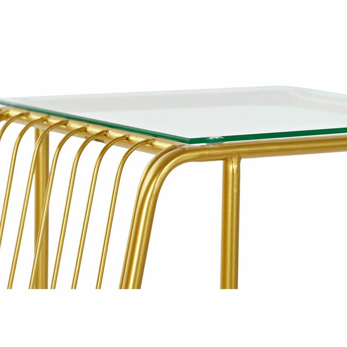 Măsuță cu Suport de Reviste DKD Home Decor 46,5 x 30 x 61 cm Geam Auriu* Metal