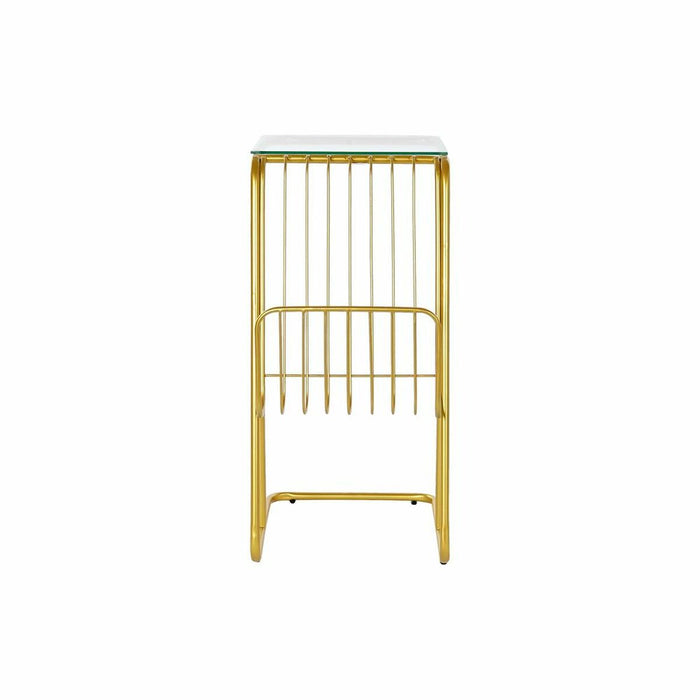Măsuță cu Suport de Reviste DKD Home Decor 46,5 x 30 x 61 cm Geam Auriu* Metal