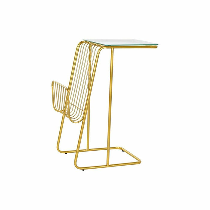 Măsuță cu Suport de Reviste DKD Home Decor 46,5 x 30 x 61 cm Geam Auriu* Metal