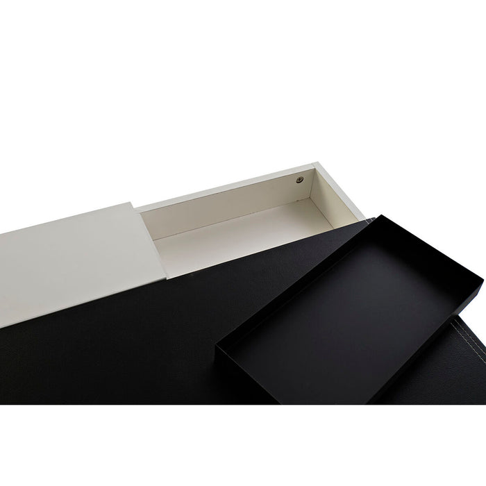 Birou DKD Home Decor Negru Metal MDF Alb PU (110 x 55 x 76 cm)