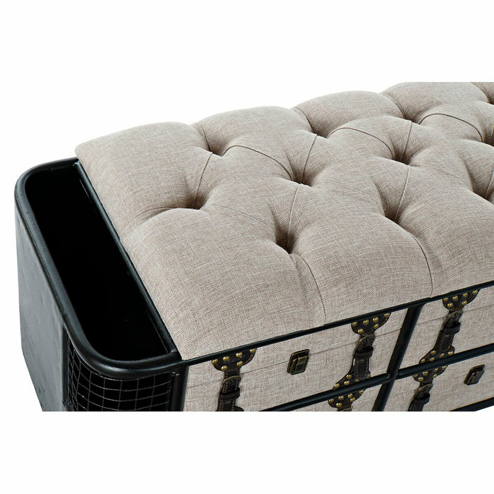Banchetă DKD Home Decor   120 x 40 x 50 cm Negru Bej Metal Poliuretan