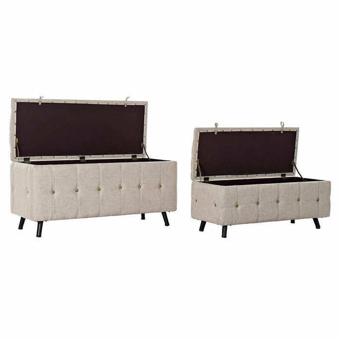 Banchetă DKD Home Decor   Negru Bej Metal 103 x 42 x 52 cm (2 Unități)
