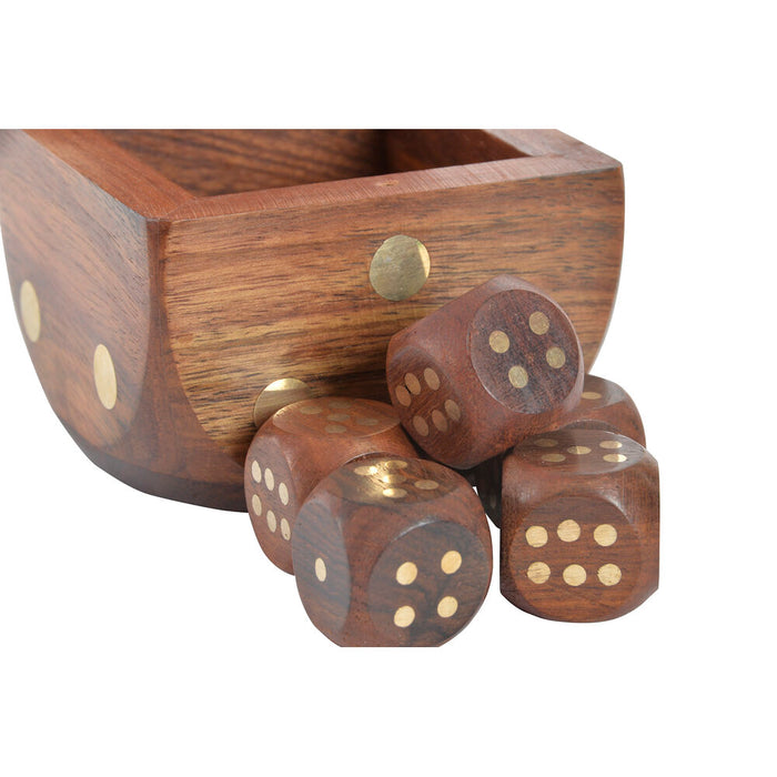 Jos cu Zaruri DKD Home Decor Sheesham Maro Auriu* 7,5 x 7,5 x 7,5 cm