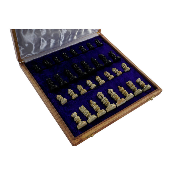 Șah DKD Home Decor Alb Maro Negru Lemn Piatră 30 x 30,5 x 4,5 cm