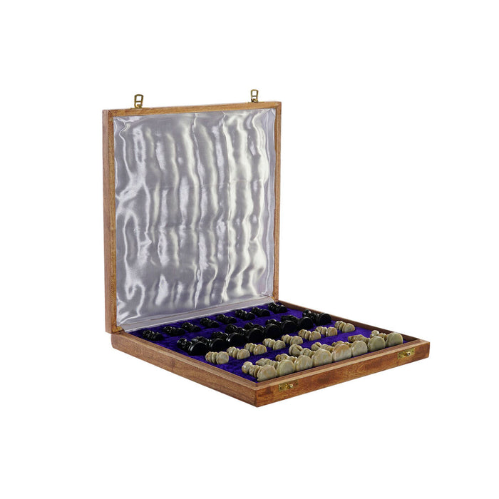 Șah DKD Home Decor Alb Maro Negru Lemn Piatră 30 x 30,5 x 4,5 cm