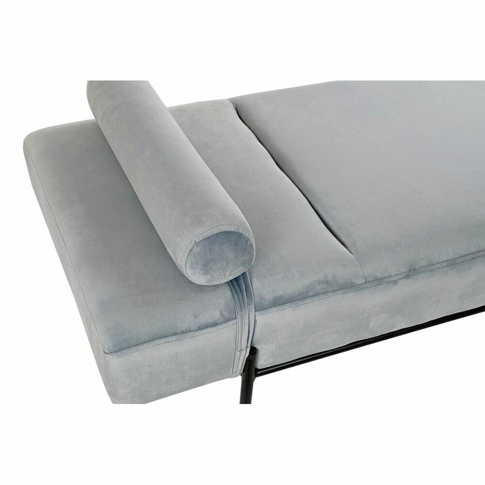 Canapea Șezlong DKD Home Decor Negru Albastru celest Metal 140 x 59 x 42 cm