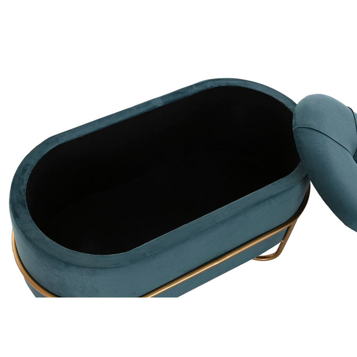 Banchetă DKD Home Decor   Spumă Albastru Auriu* Metal Poliester Кадифе Lemn MDF (72 x 39 x 38 cm)