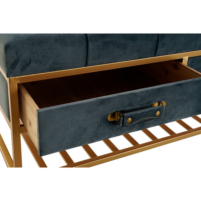 Banchetă DKD Home Decor 8424001850952 Albastru Multicolor Auriu* Metal 100 x 48 x 48,5 cm