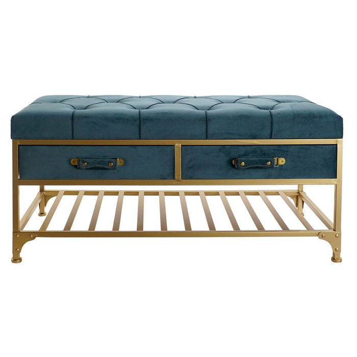 Banchetă DKD Home Decor 8424001850952 Albastru Multicolor Auriu* Metal 100 x 48 x 48,5 cm