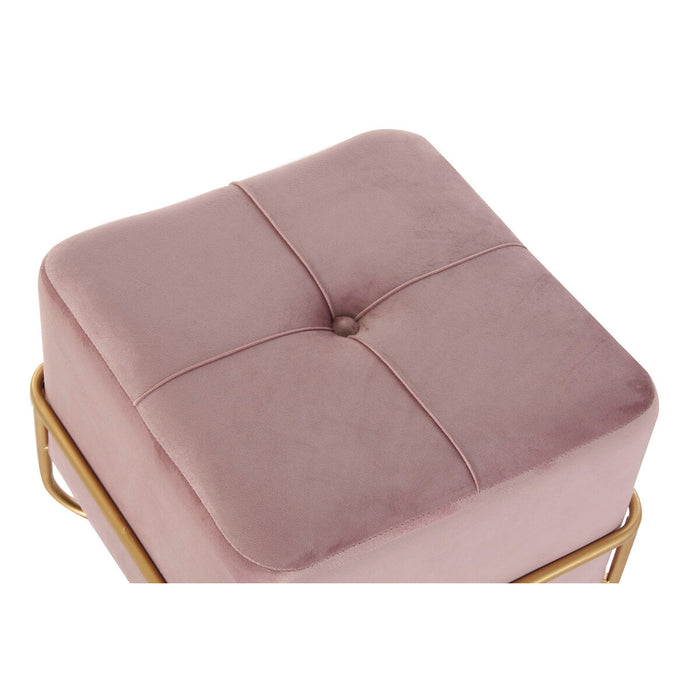 Banchetă DKD Home Decor   Spumă Roz Auriu* Metal Poliester Кадифе Lemn MDF (42 x 42 x 38 cm)
