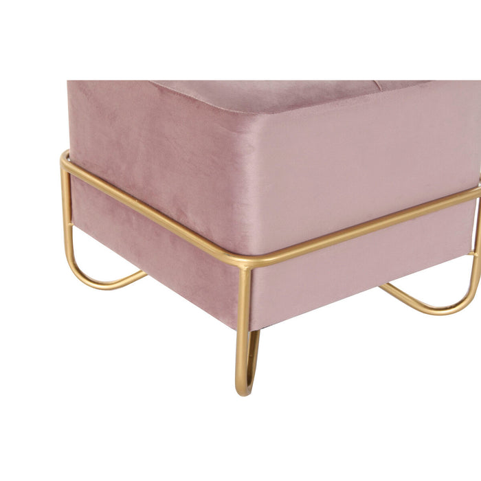 Banchetă DKD Home Decor   Spumă Roz Auriu* Metal Poliester Кадифе Lemn MDF (42 x 42 x 38 cm)