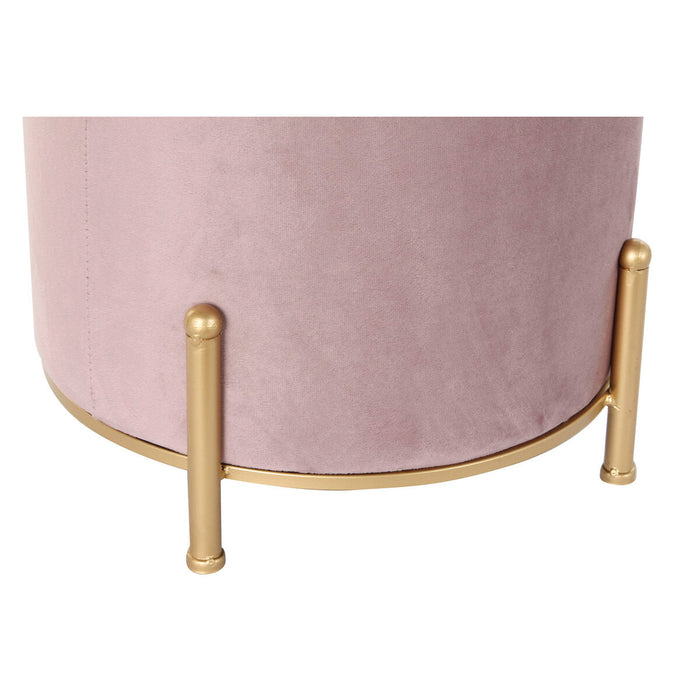 Suport pentru Picioare DKD Home Decor Roz Poliester Metal Auriu* (38 x 38 x 34 cm)