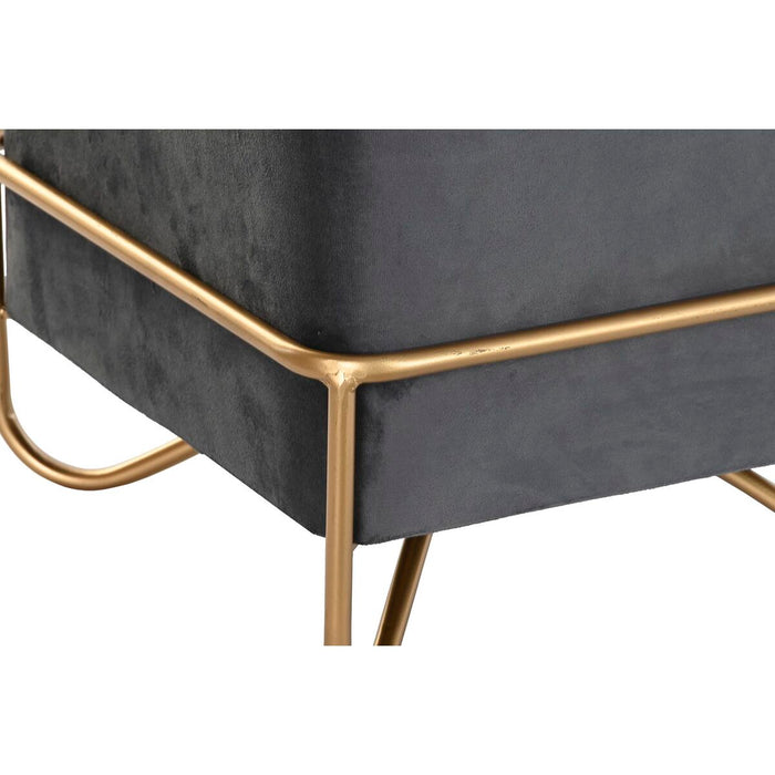 Banchetă DKD Home Decor 8424001851065 Gri Multicolor Auriu* Spumă Metal Lemn MDF 42 x 42 x 38 cm