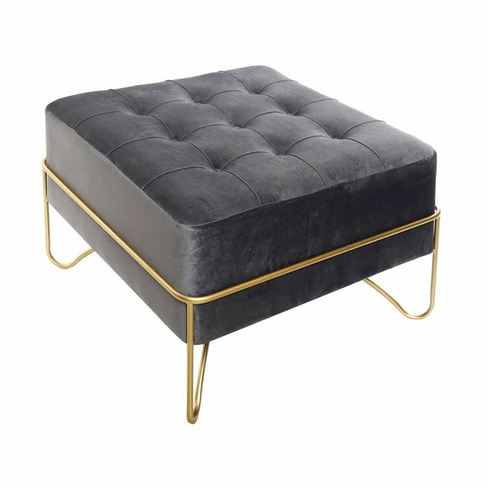 Banchetă DKD Home Decor Spumă Gri Auriu* Metal Poliester Кадифе Lemn MDF (80 x 40 x 42 cm)