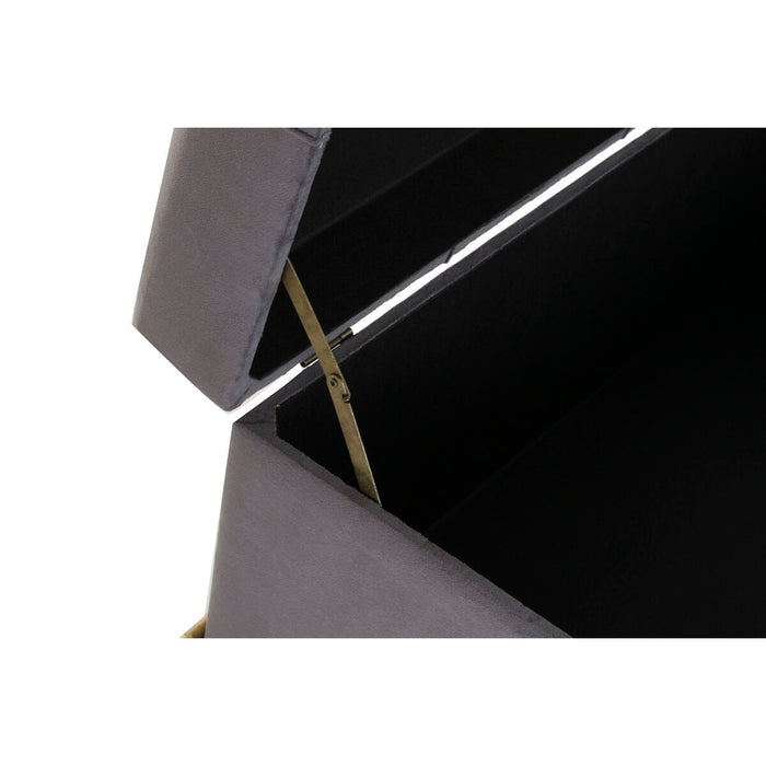 Banchetă DKD Home Decor Spumă Gri Auriu* Metal Poliester Кадифе Lemn MDF (80 x 40 x 42 cm)