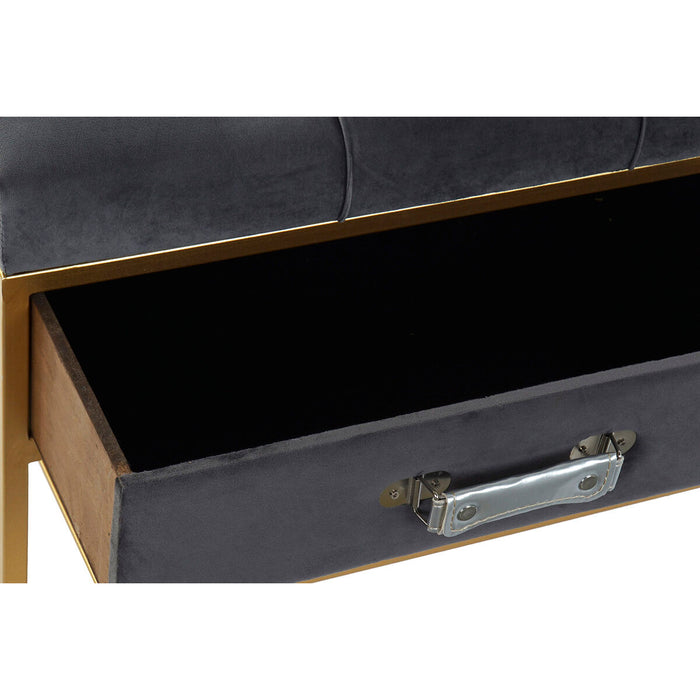 Banchetă DKD Home Decor 8424001851096 Gri Multicolor Auriu* Metal 100 x 48 x 48 cm