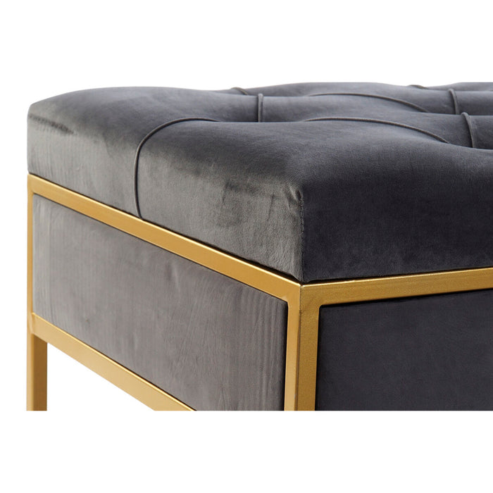 Banchetă DKD Home Decor 8424001851096 Gri Multicolor Auriu* Metal 100 x 48 x 48 cm
