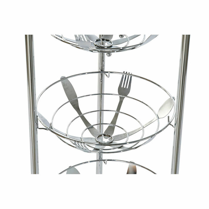 Fructieră DKD Home Decor 28 x 28 x 95 cm Argintiu Metal crom inoxidabil