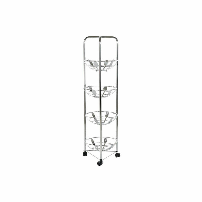 Fructieră DKD Home Decor 28 x 28 x 95 cm Argintiu Metal crom inoxidabil