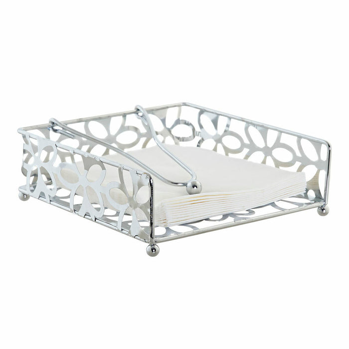 Suport pentru Șervețele DKD Home Decor Margaretă Argintiu Metal Plastic 18 x 19 x 6 cm