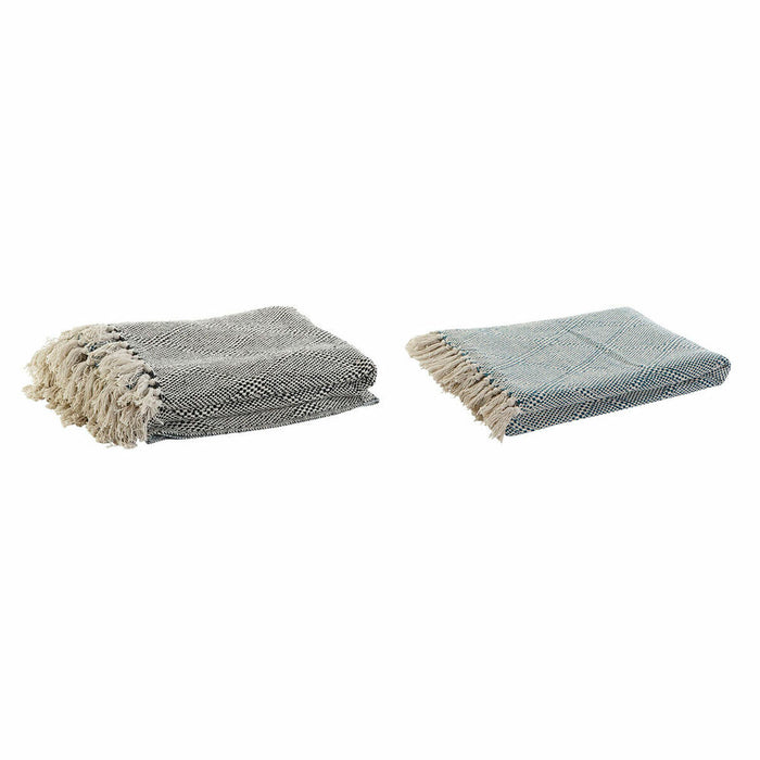 Pătură DKD Home Decor Albastru Gri Romb 130 x 170 x 1 cm (2 Unități)