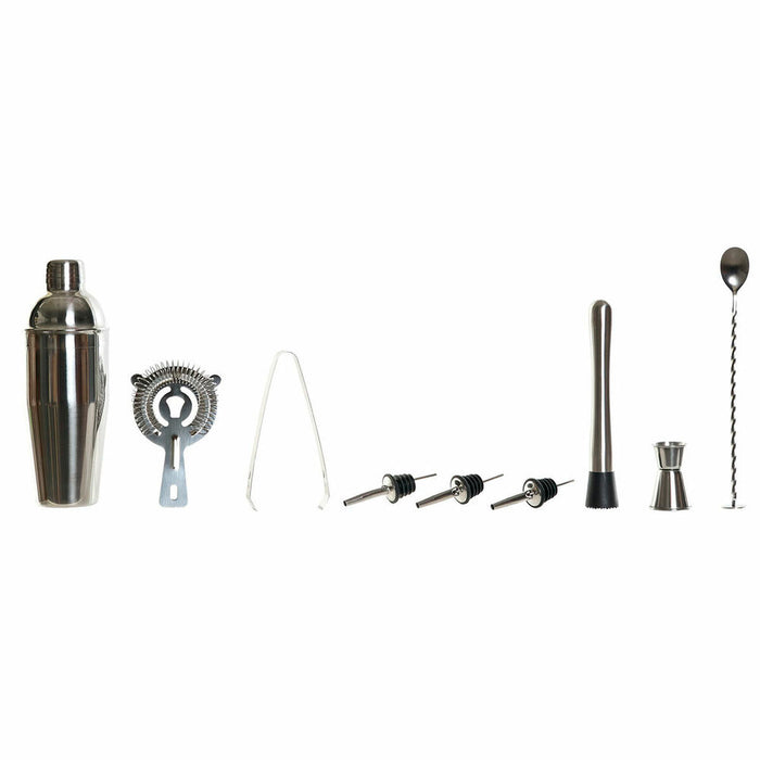 Set Pentru Cocktail DKD Home Decor Bambus Oțel inoxidabil (9 pcs) (9 x 9 x 25 cm) (750 ml)