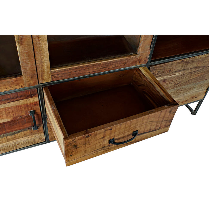 Stand Prezentare DKD Home Decor Metal Geam Salcâm Lemn Reciclat 140 x 40 x 160 cm