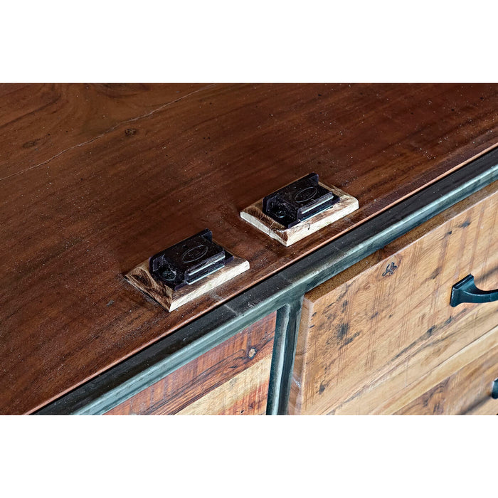 Stand Prezentare DKD Home Decor Metal Geam Salcâm Lemn Reciclat 140 x 40 x 160 cm