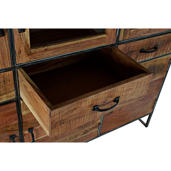 Stand Prezentare DKD Home Decor Metal Geam Salcâm Lemn Reciclat 135 x 40 x 120 cm
