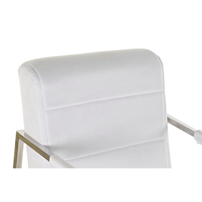 Scaun DKD Home Decor Poliester Oțel Alb (56 x 68 x 92 cm)