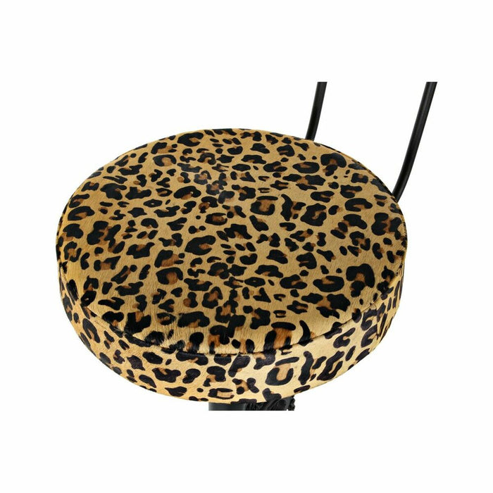 Taburet DKD Home Decor Negru Metal Maro Piele (42 x 48 x 116 cm)