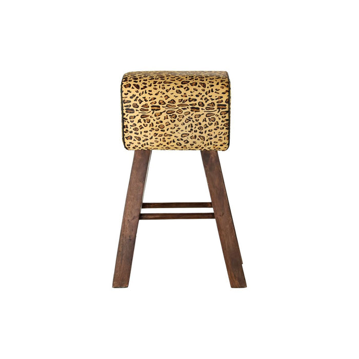 Taburet DKD Home Decor Negru Lemn Maro Piele (43 x 35 x 75 cm)