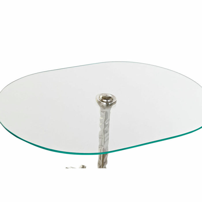 Masa laterală DKD Home Decor Transparent Aluminiu Geam Argintiu Cal (54 x 39 x 57 cm)