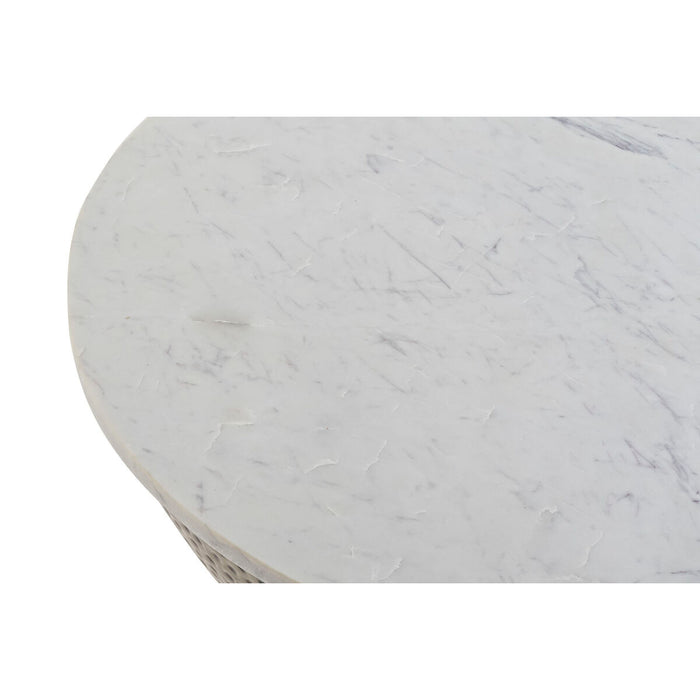Masa laterală DKD Home Decor 72 x 72 x 33 cm Argintiu Oțel Alb Marmură