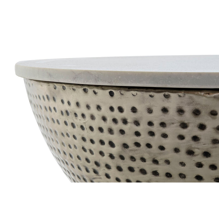 Masa laterală DKD Home Decor 72 x 72 x 33 cm Argintiu Oțel Alb Marmură