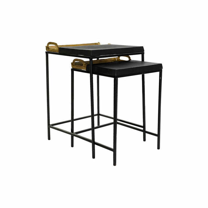 Masa laterală DKD Home Decor Negru Auriu* Oțel Aluminiu (43 x 42 x 58.5 cm)