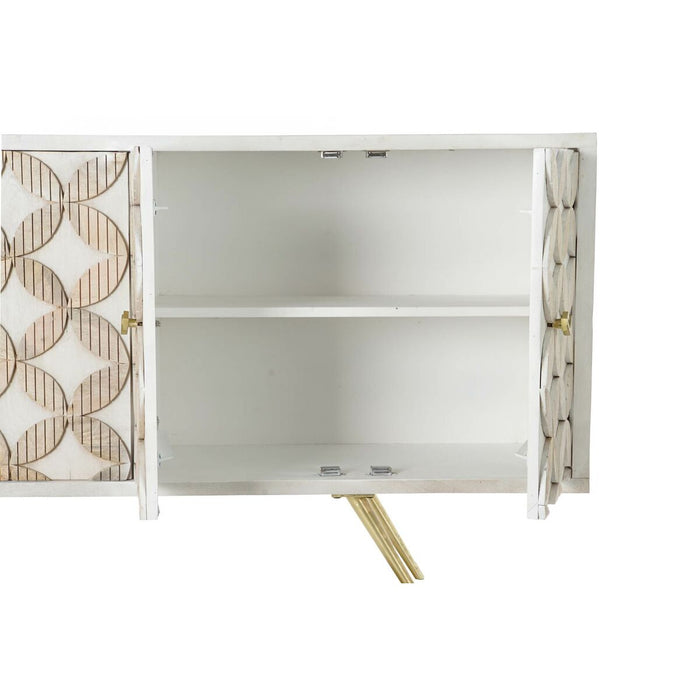 Servantă DKD Home Decor 155 x 43 x 84 cm Bej Auriu* Alb Alamă Lemn de mango