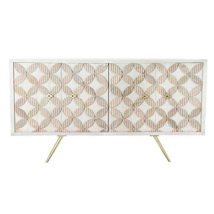 Servantă DKD Home Decor 155 x 43 x 84 cm Bej Auriu* Alb Alamă Lemn de mango