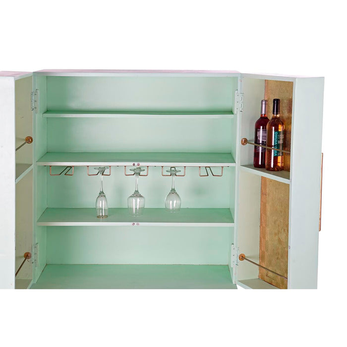 Servantă DKD Home Decor Suport pentru Sticle Metal Lemn Turquoise (90 x 48 x 130 cm)