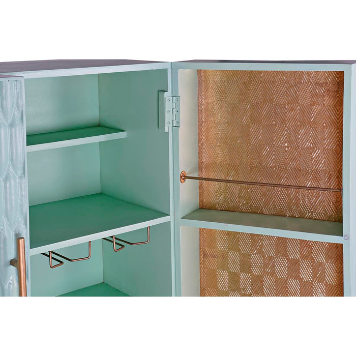 Servantă DKD Home Decor Suport pentru Sticle Metal Lemn Turquoise (90 x 48 x 130 cm)