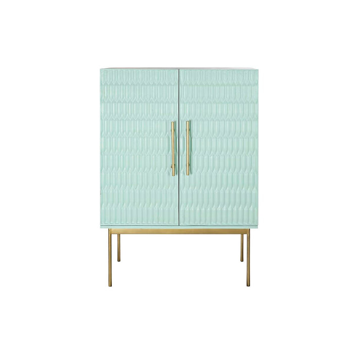 Servantă DKD Home Decor Suport pentru Sticle Metal Lemn Turquoise (90 x 48 x 130 cm)