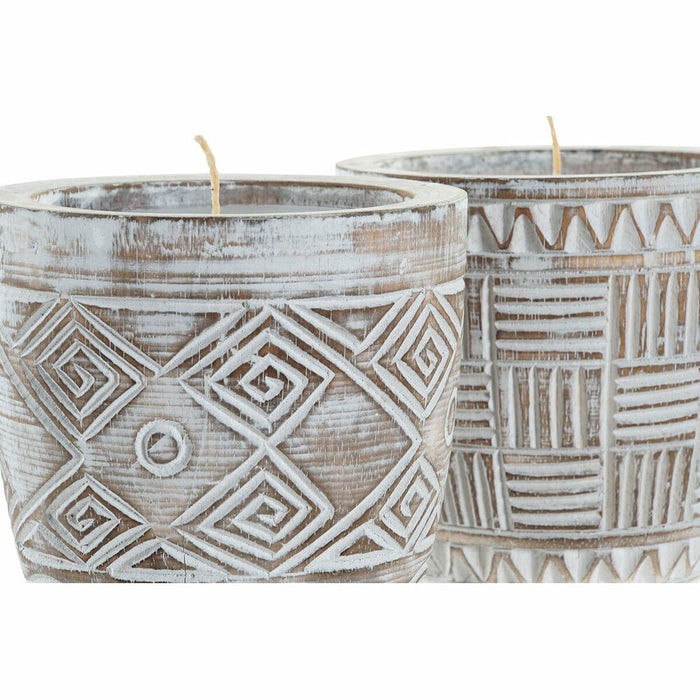 Lumânare DKD Home Decor Lemn Ceară (2 Unități)