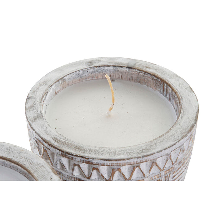 Lumânare DKD Home Decor Lemn Ceară (2 Unități)