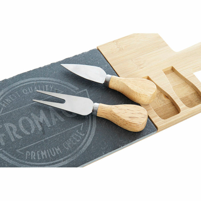 Masă de tăiat DKD Home Decor Negru Natural Bambus Slate 40 x 14 x 2 cm