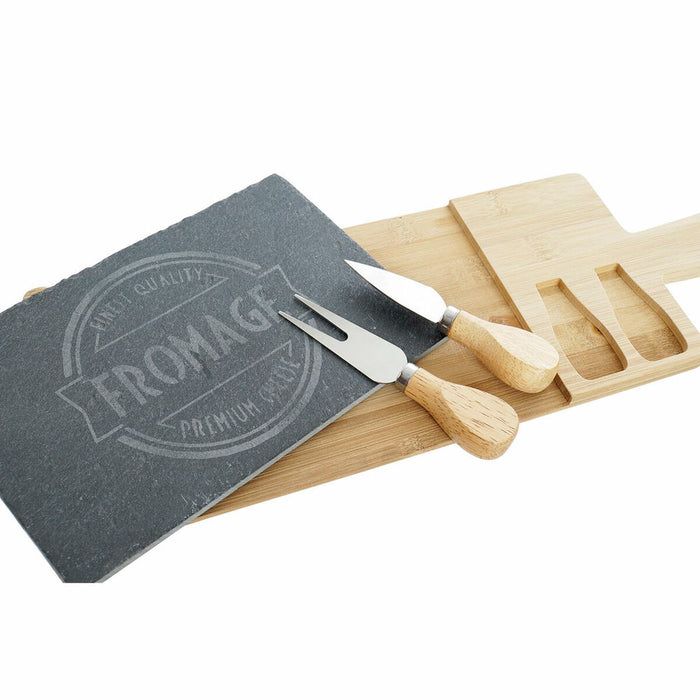 Masă de tăiat DKD Home Decor Negru Natural Bambus Slate 40 x 14 x 2 cm