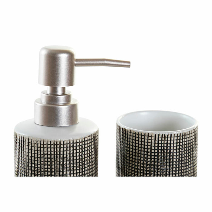 Set de Baie DKD Home Decor PB-186028 Maro ABS Gresie 6,5 x 6,5 x 17 cm (3 Piese)
